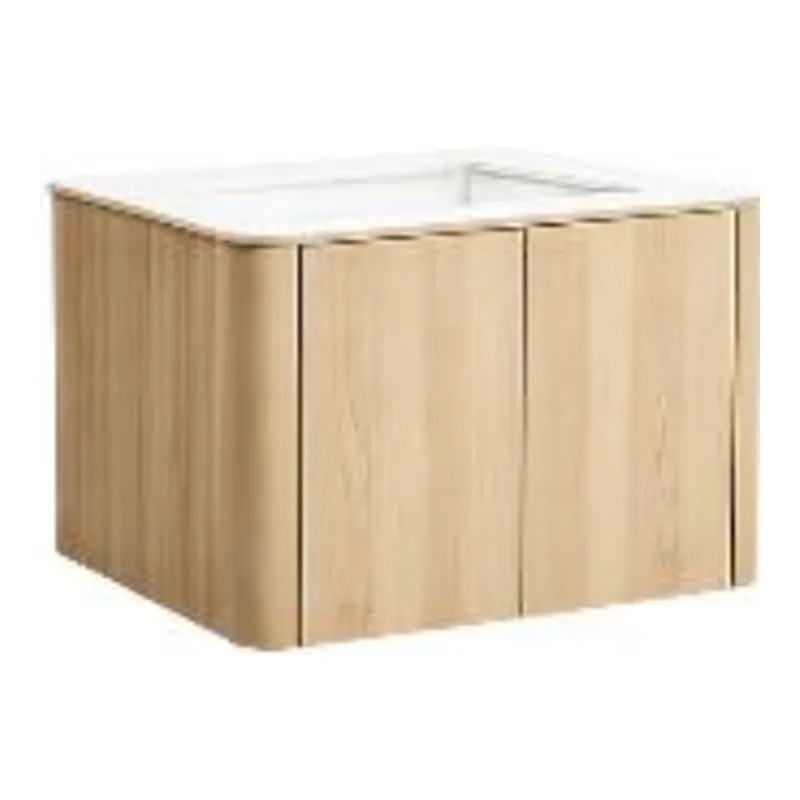 Vera VC.6005WG Curve Double Door Vanity Cabinet - Wood Grain