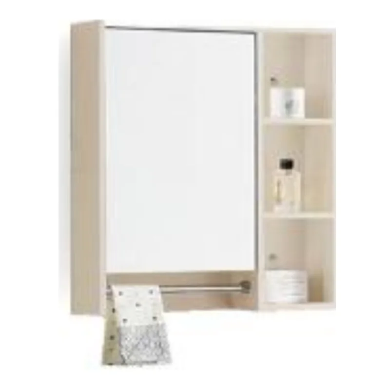 Vera VC.6021-BGE Single Door PVC Mirror Cabinet with Towel Bar - Beige