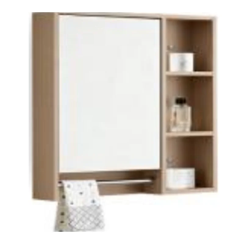 Vera VC.6021-GK Single Door PVC Mirror Cabinet with Towel Bar - Glossy Khaki
