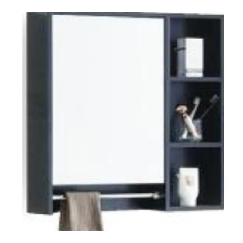 Vera VC.6021-MG Single Door PVC Mirror Cabinet with Towel Bar - Matte Grey