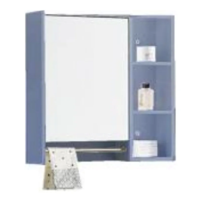 Vera VC.6021RYB Single Door PVC Mirror Cabinet with Towel Bar - Royal Blue